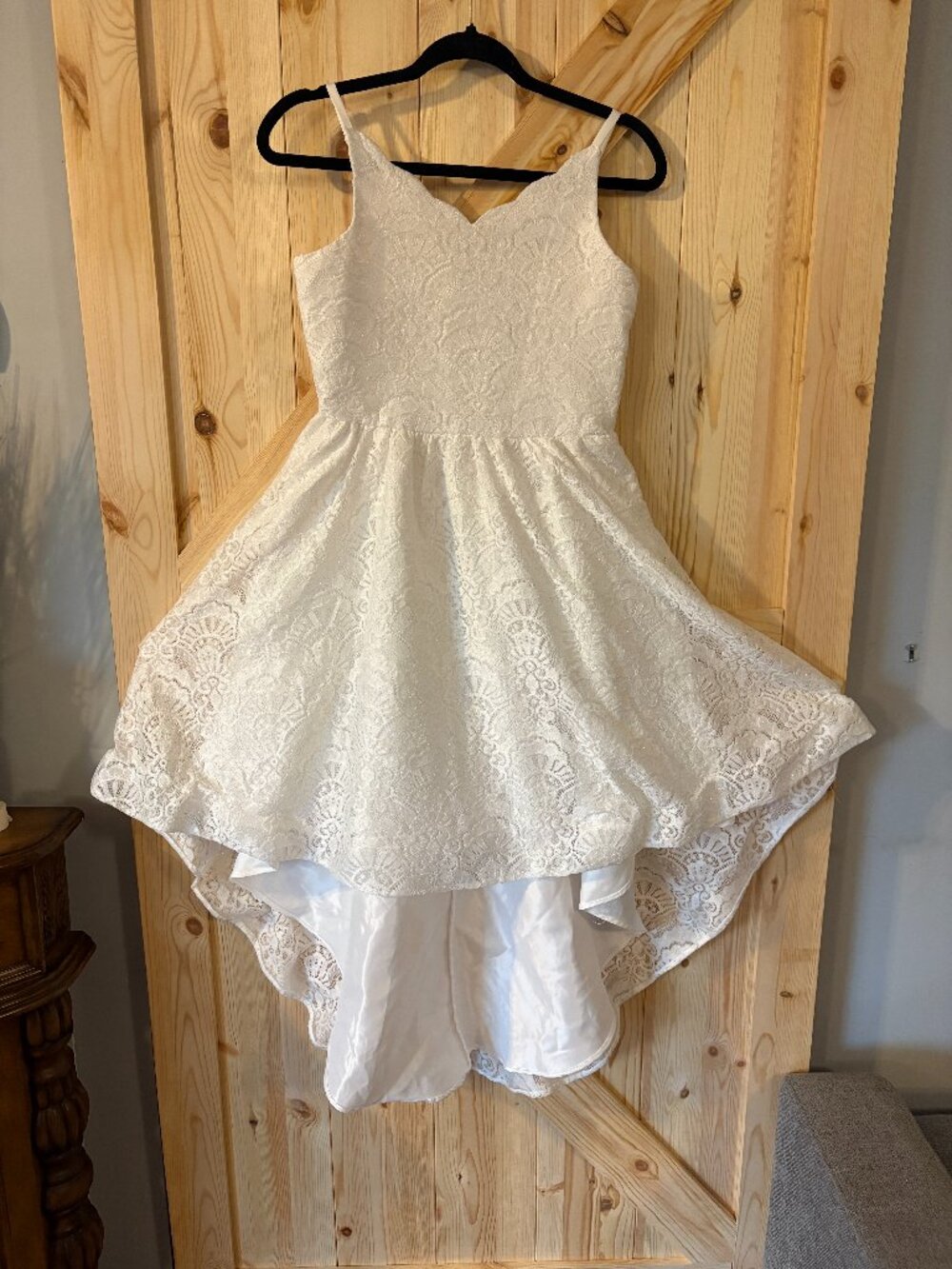 Girls Rare Editions white lace dress sleeveless fully lined wedding size 16